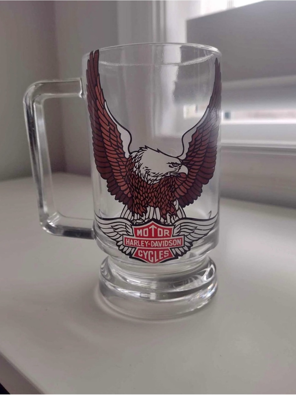 Harley-Davidson Upwing Eagle Clear Stein Glass
